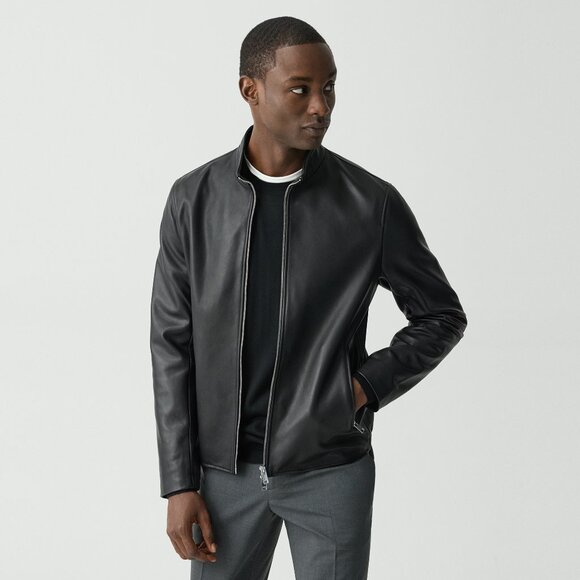 Theory Morvek Leather Zip Jacket - Picture 1 of 4